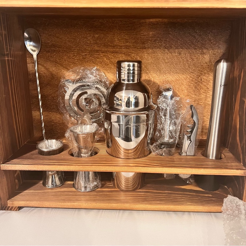 Legacy Fired Pine Wood Bar Tool 10 Piece Set